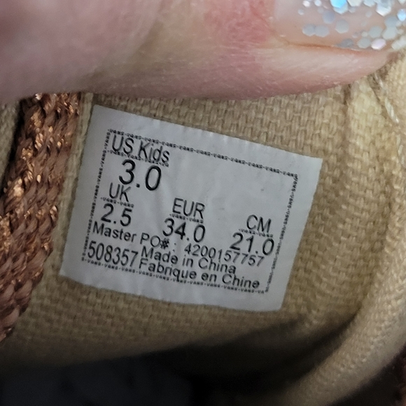 Vans Kids Unisex Off The Wall Skateboard Shoes Youth Size 3 Gold Glitter 508357 - Picture 8 of 9